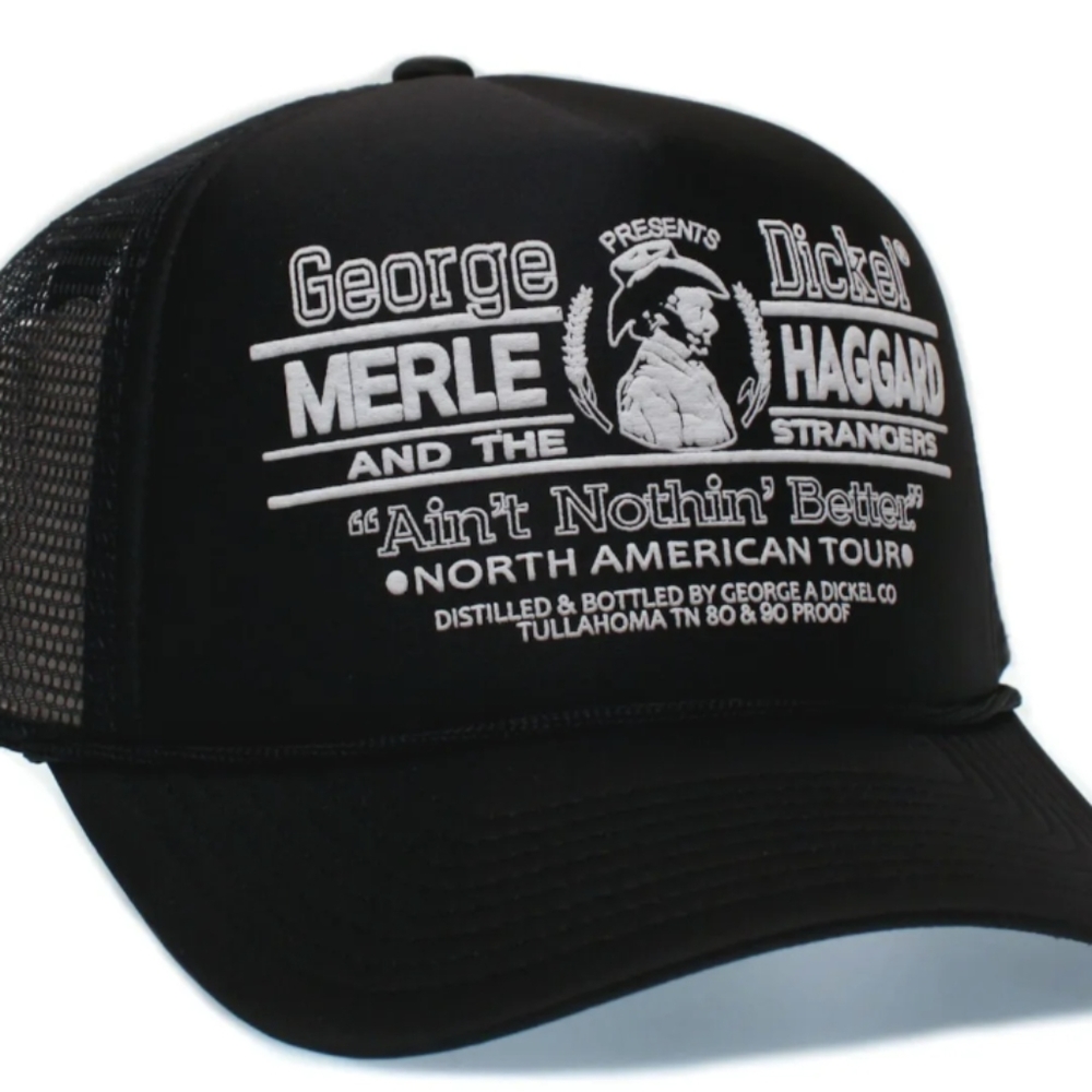 Merle Haggard Solid Black Vintage Truckers Style Hat One-Size Adult Country Outl